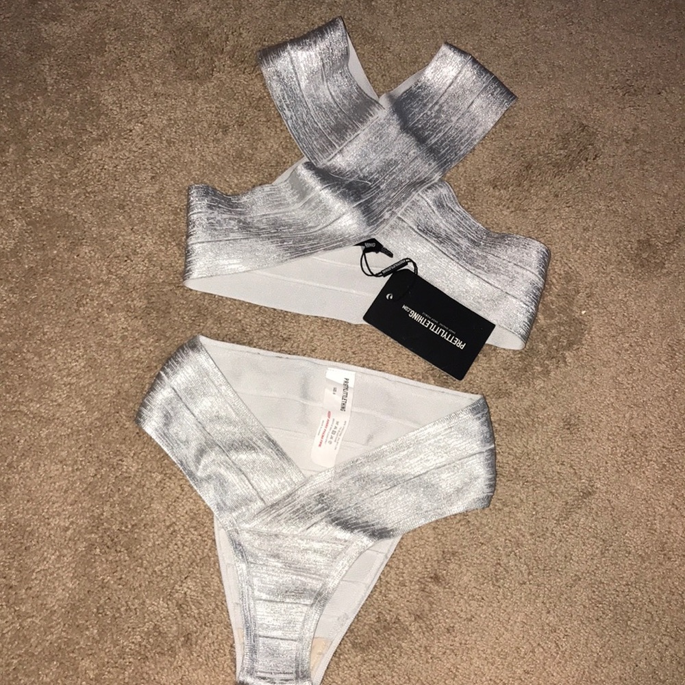 Silver pretty little thing bikini